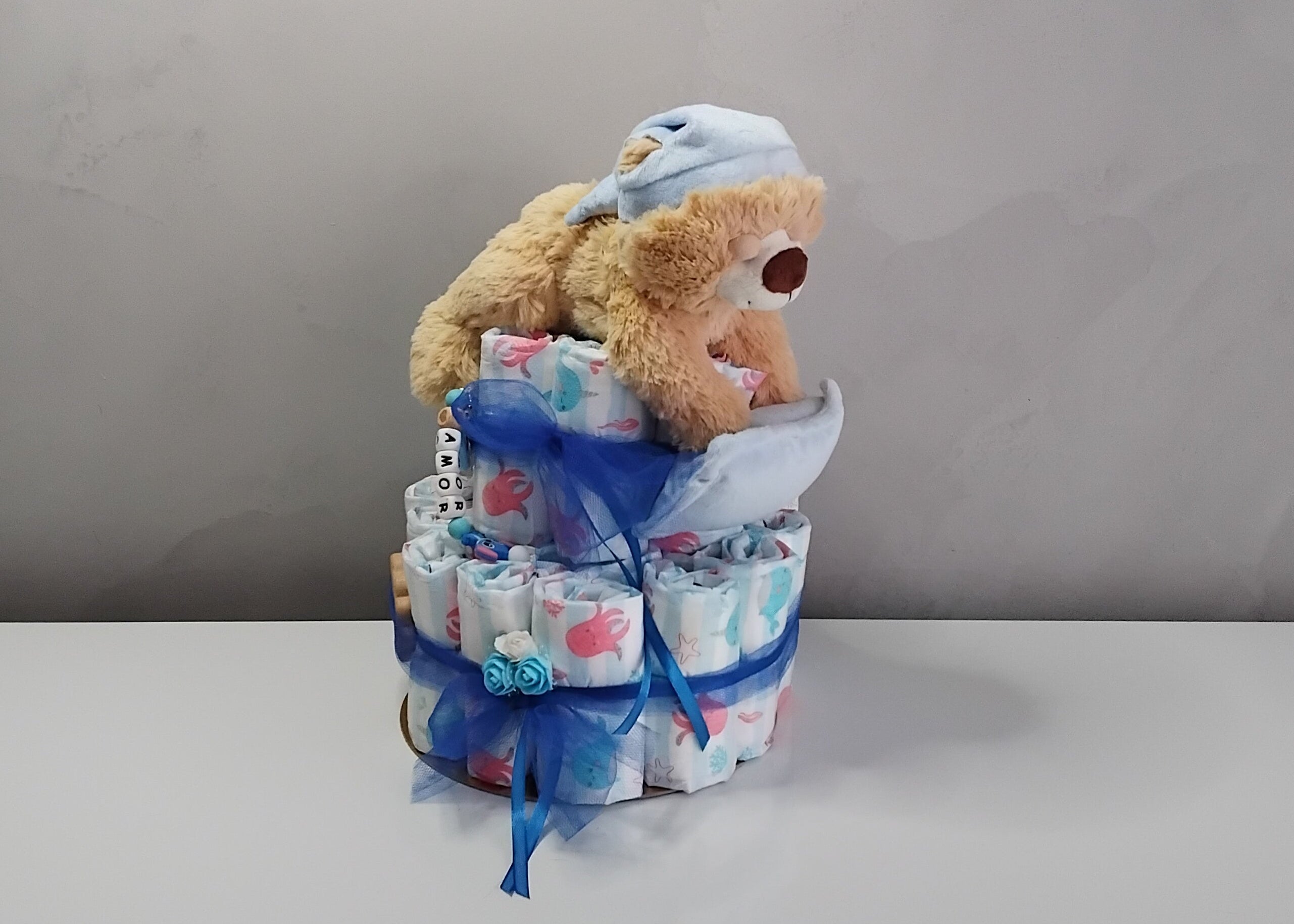 Le gâteau couches Ourson bleu