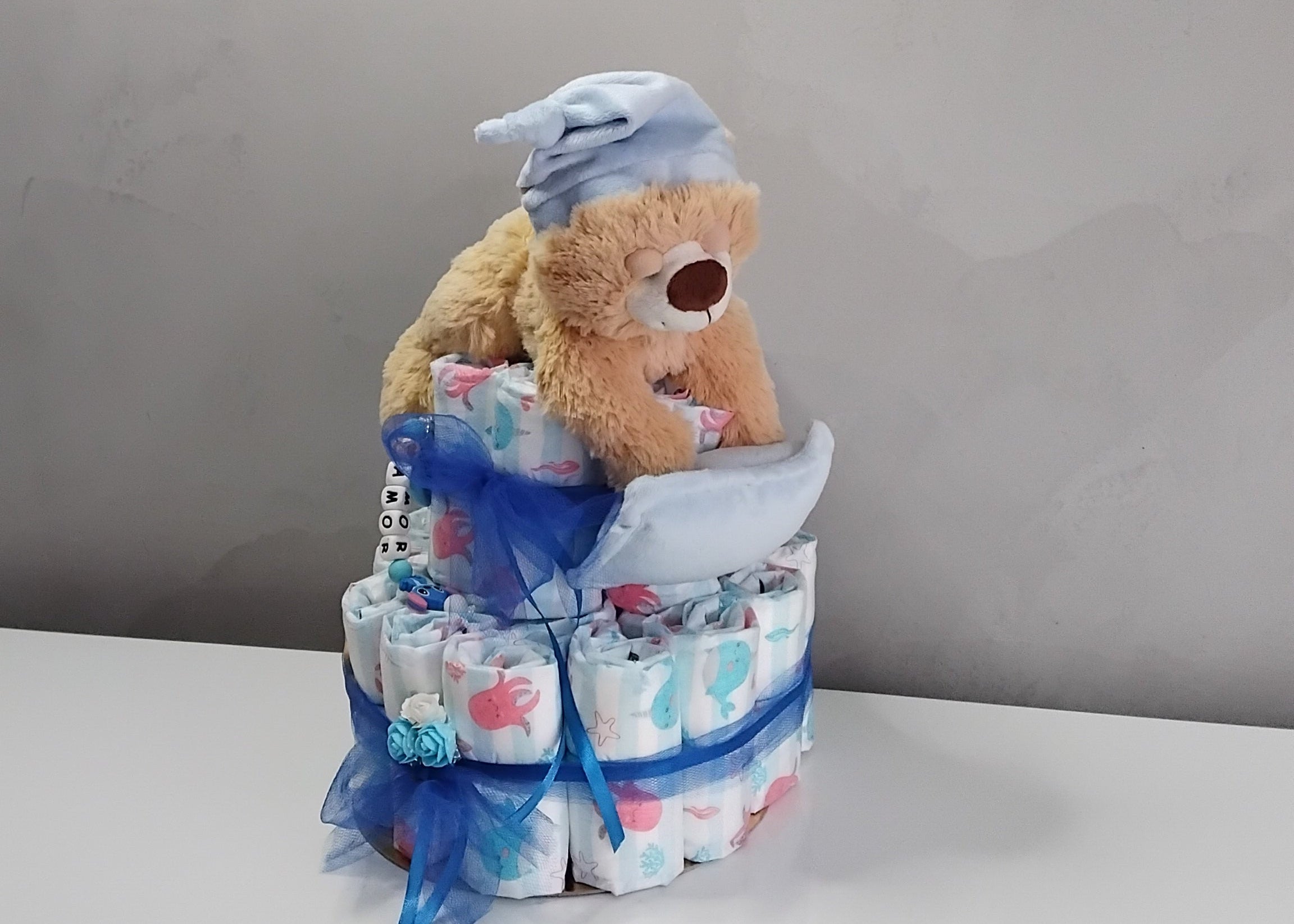 Le gâteau couches Ourson bleu