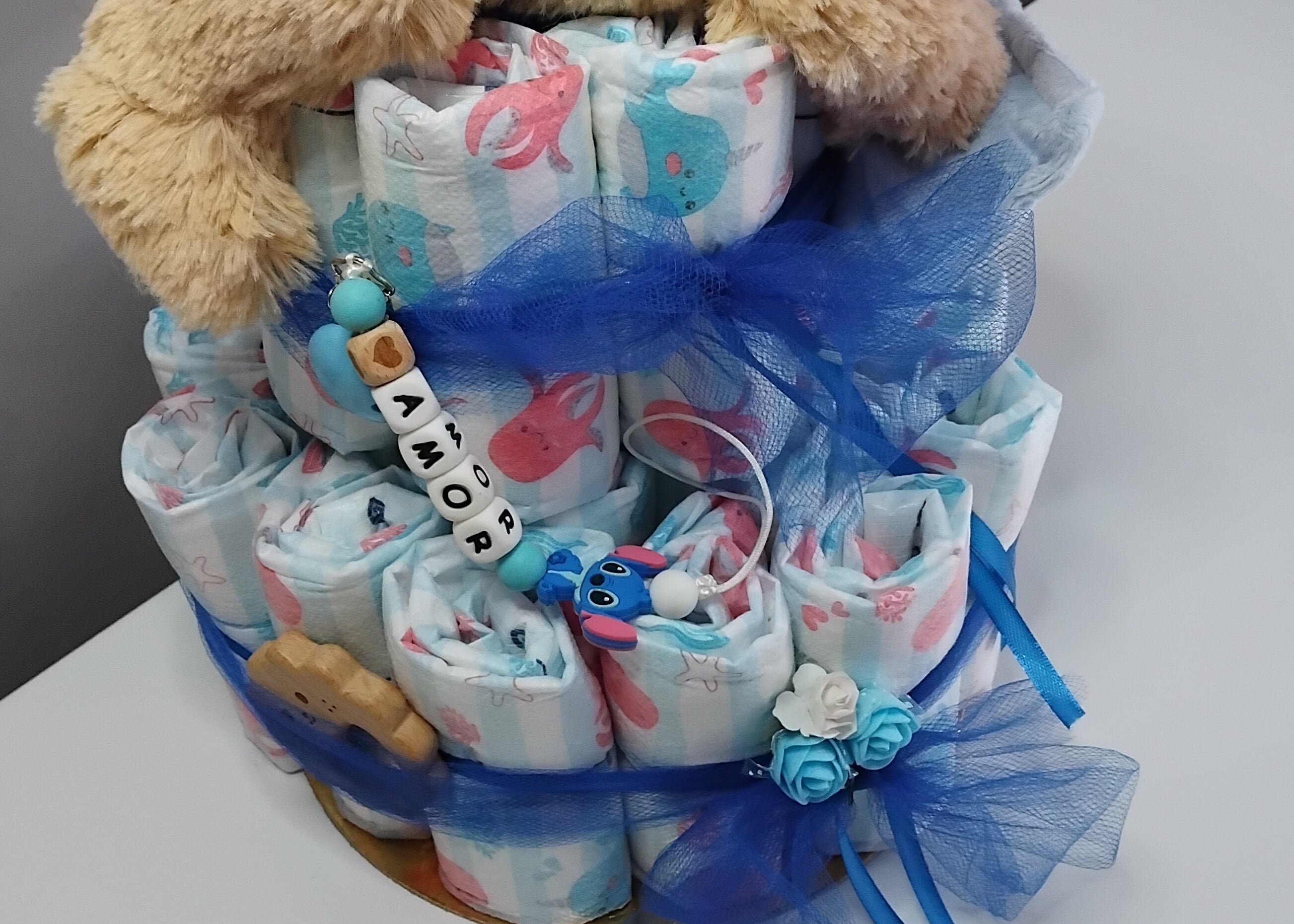 Le gâteau couches Ourson bleu