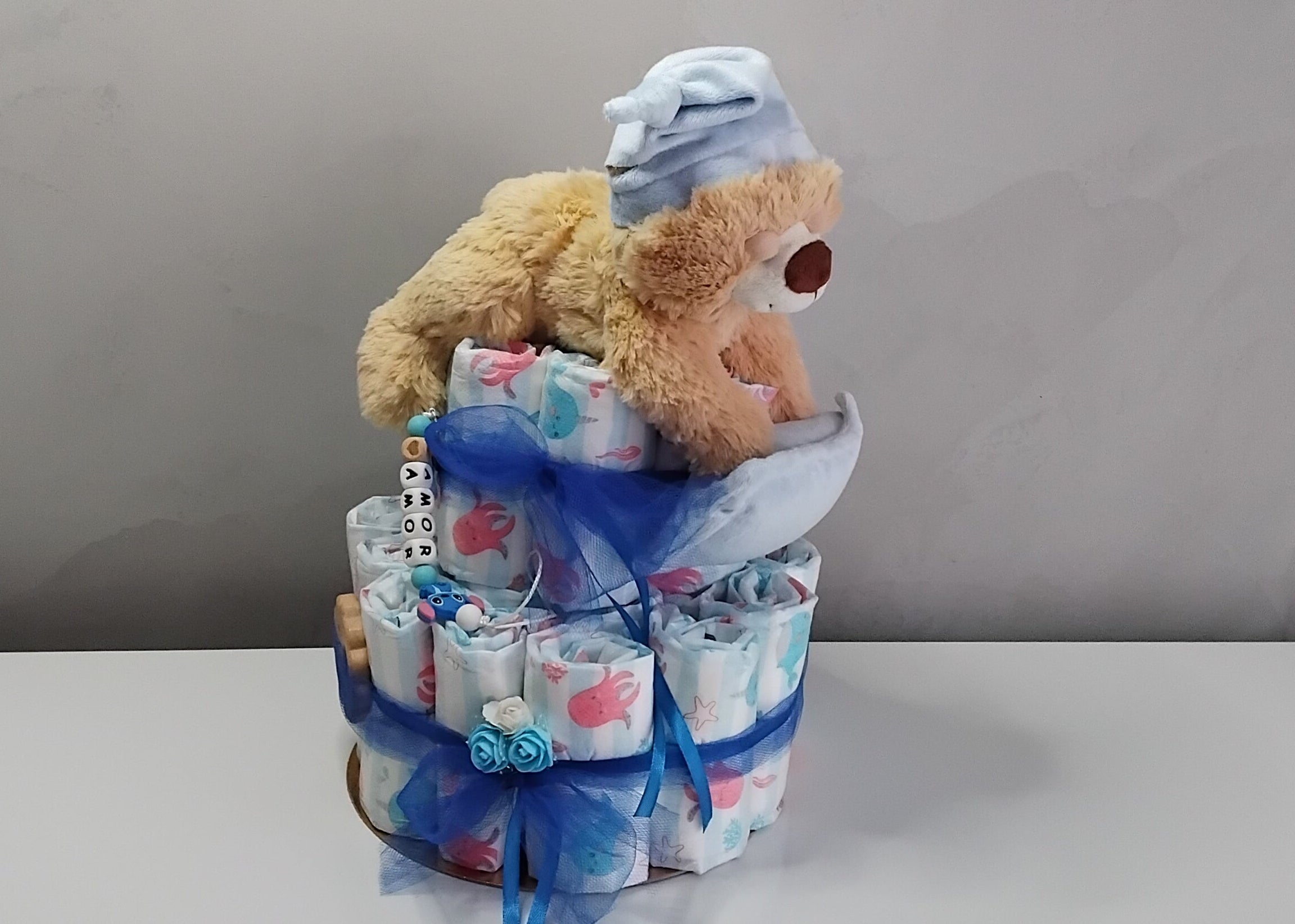 Le gâteau couches Ourson bleu