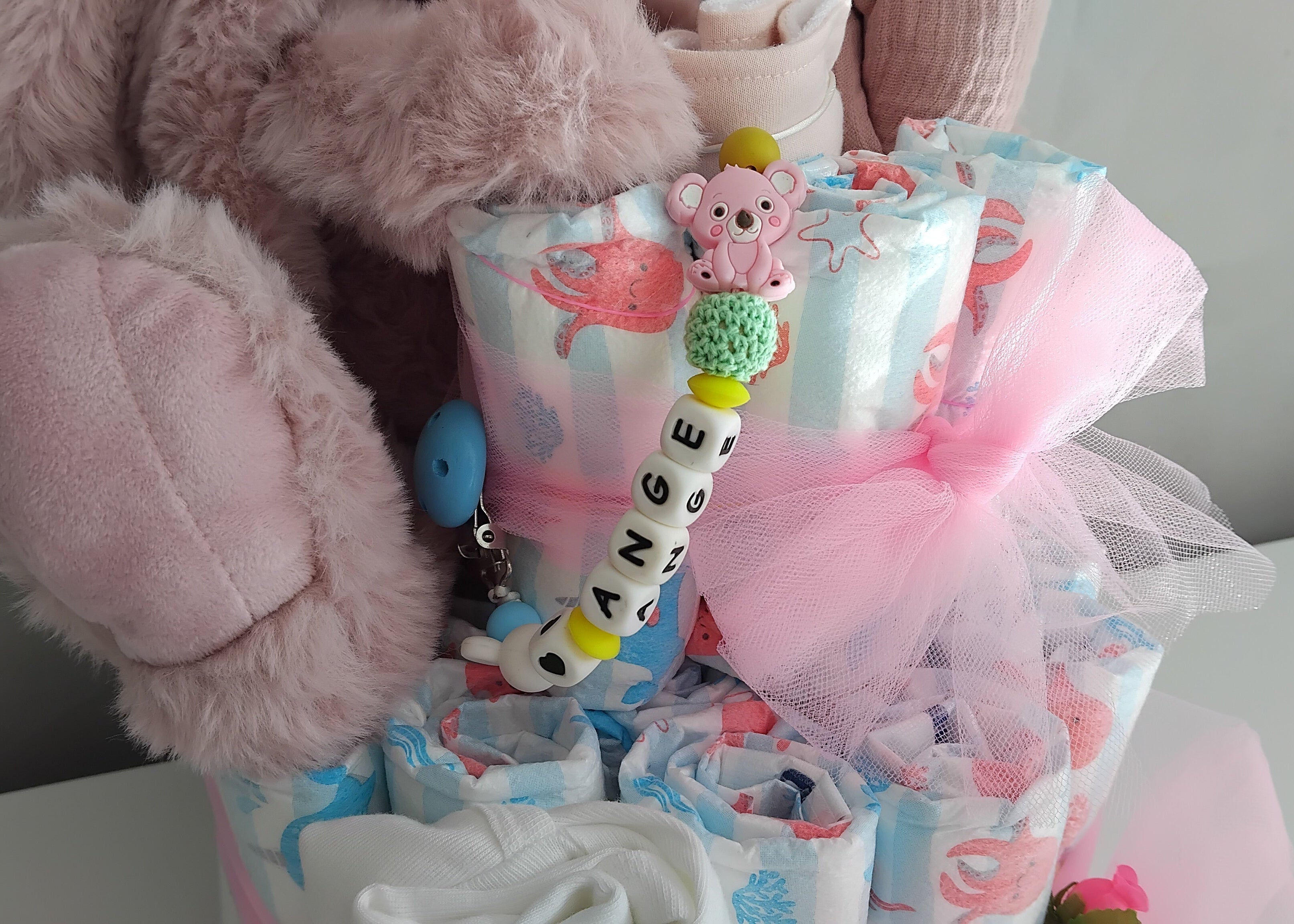 Gâteau couches Lapin rose
